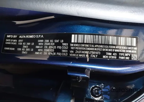 2018 Alfa Romeo Stelvio Ti Sport Awd из США, поврежденный, VIN ZASFAKNN1J7B81973